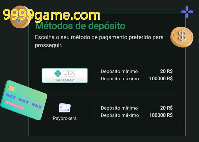 O cassino 9999game.combet oferece uma grande variedade de métodos de pagamento